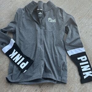Victoria's Secret PINK Gray and Black Quarter-Zip Sweatshirt